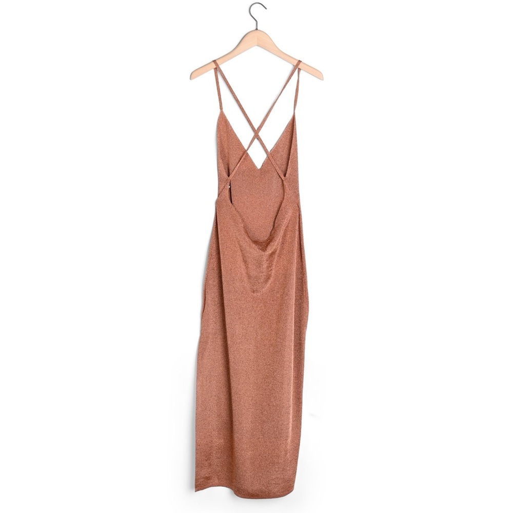 ba&sh Women’s Pupi Dress Copper Bronze Metallic Knit Midi Dress Size 1 / Small - Picture 3 of 7